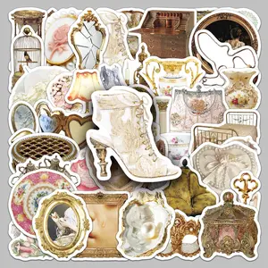 50pcs retro palace style delicate cartoon high sense sticker suitcase car notebook photo album waterproof sticker