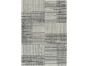 212 MAIN 8x11 ft. Modern Machine-Woven Stain-Proof Abstract Distressed Abstract Lines Rectangle Area Rug, Cream & Black, Indoor Use