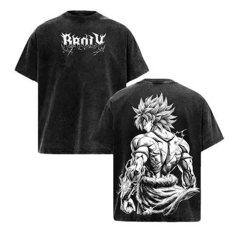 Broly DBZ Vintage Washed Oversized T Shirt Anime Manga Graphic Tee Saiyan Gym Pump Cover 90s Graphic American Casual Short Sleeve Tee  Premium Soft Cotton Classic Unisex T-Shirt for Daily, Gym & Streetwear  Dragon Ball Z