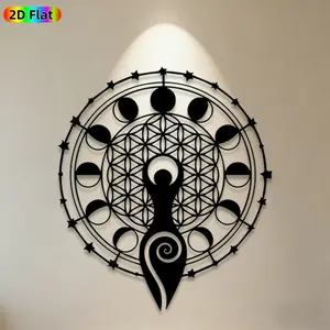 1pc Sacred Geometry Metal Wall Art,Sacred Geometry Statue Mural, Ideal Gift for New Year, Easter, Sacred Geometry Enthusiasts, Rust-Resistant Metal Wall Decor Wall Sculptures, Perfect for Home Wall & Garden Fence, Unique Spiritual Decor