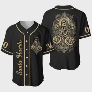 Santa Muerte Baseball Jersey – Gothic Chicano Streetwear Shirt, Soft Touch, Feels Like a Favorite, Soft Cotton Blend