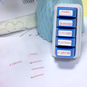 Portuguese Financial Stamp Set, 5pcs Self-Inking Rubber Stamps, Approved Return Sender Not at This Address, Office Supplies