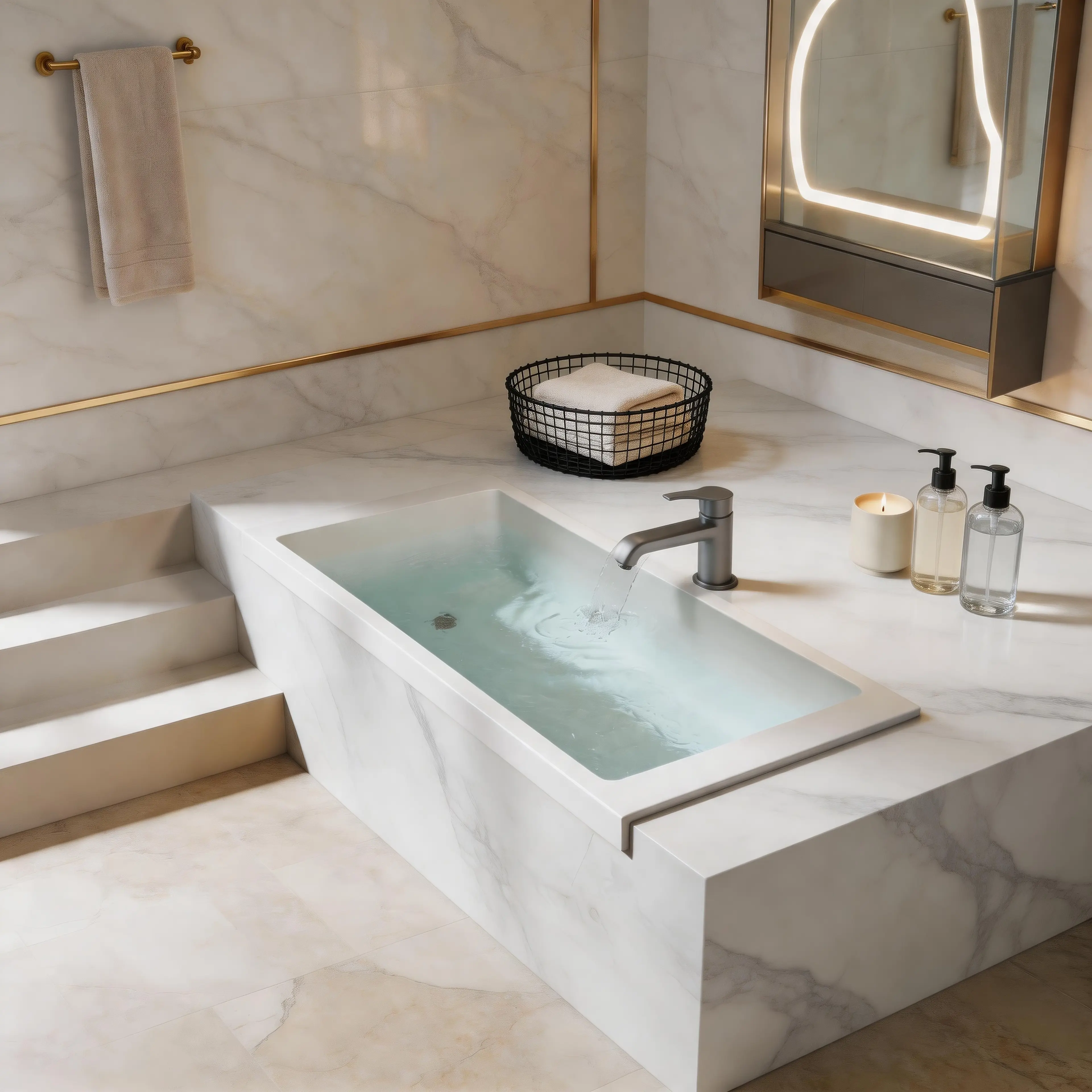 70.6in Freestanding Deep Soak Insulated Bathtub, Resin Stone Solid Surface Modern Soaking Tub with Overflow and Pop-up Drain, Deep Soak Tub, Insulated Soaking Tub