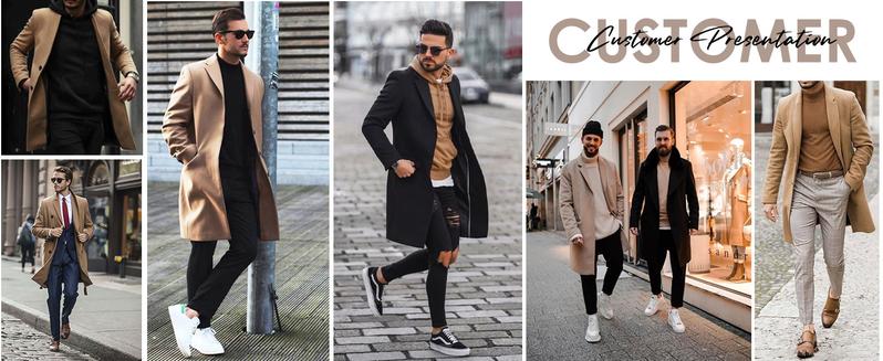 COOFANDY Fall Outfits Mens Wool Blend Coat Winter Trench Coats Notched Lapel Collar Single Breasted Overcoat Classic Peacoat With Pockets Menswear Casual
