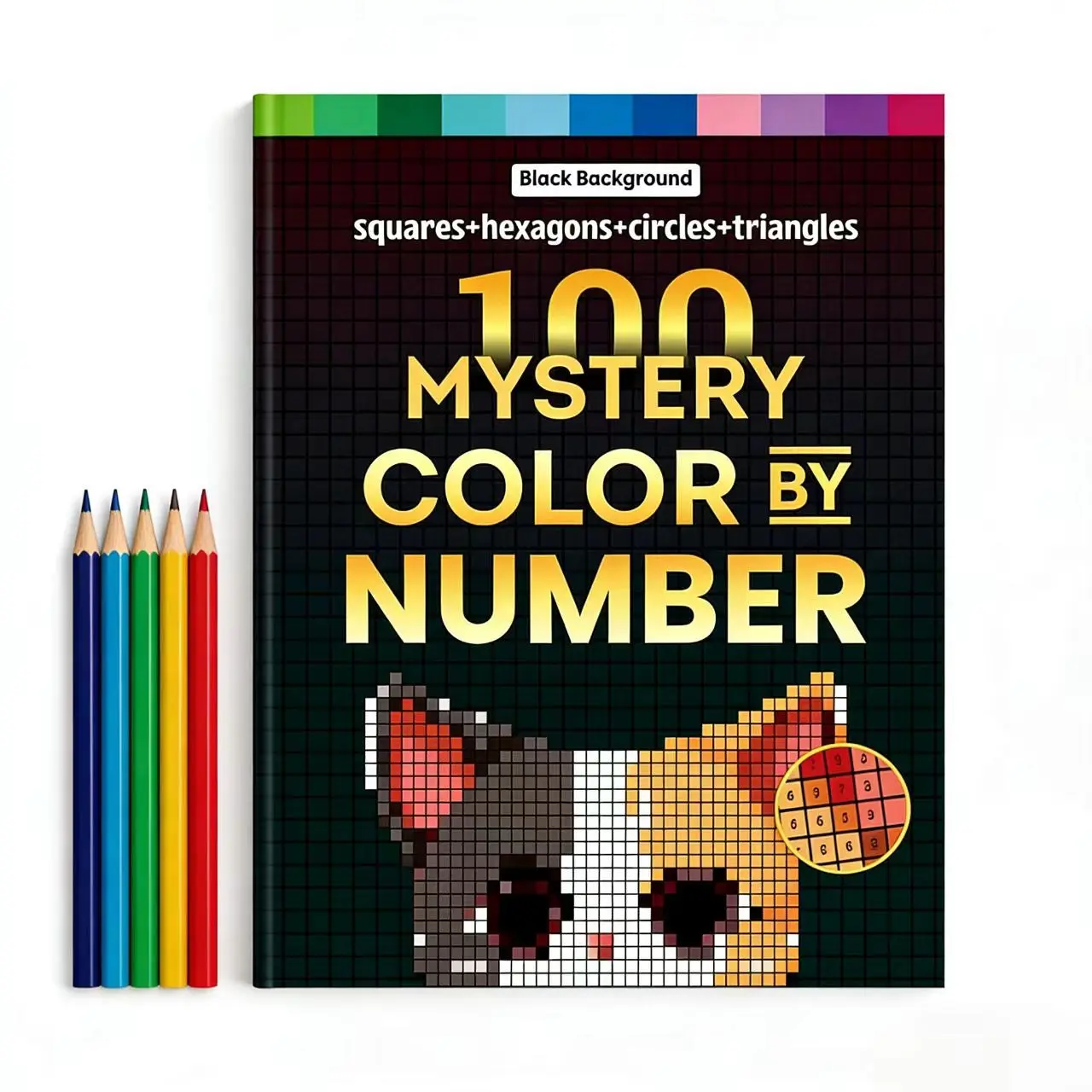 A4 Mosaic Coloring Book, 100 Pages, 4 Grid Pixel Art, Adult & Teen Relaxing Therapy, Fun Coloring Album, Gift for Kids, Family, Friends, Stress Relief Coloring Book