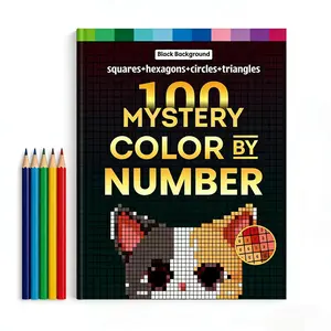 Mystery Mosaic Coloring Book for Adults & Teens, 100 Pages, 4 Grids Pixel Art, Relaxing Healing Fun Gift for Kids Family Friends