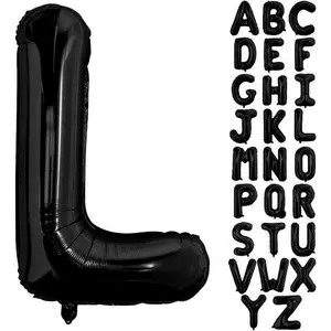 Black Letter L Balloons, 40 Inch Alphabet L Letter Balloons Foil Mylar Big Letter Balloons for Birthday Party Anniversary New Year Graduation Wedding Decorations