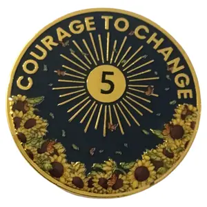 Blue Sunflower Sobriety Medallion, Chip, Token, Coin