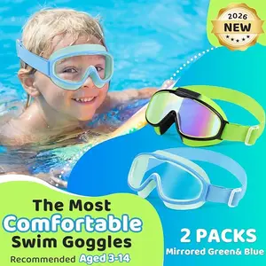 [Creator’s Pick]Vvinca Kids Swim Goggles for 3-12,Kids,Youth,UV Protection Anti-Fog Wide View No Leaking Goggles with Comfort Fabric Strap for Boys and Girls-Safety anti-uv swimming goggles swim glass anti-fog swimming goggles for Lake,Beach, Summer Party