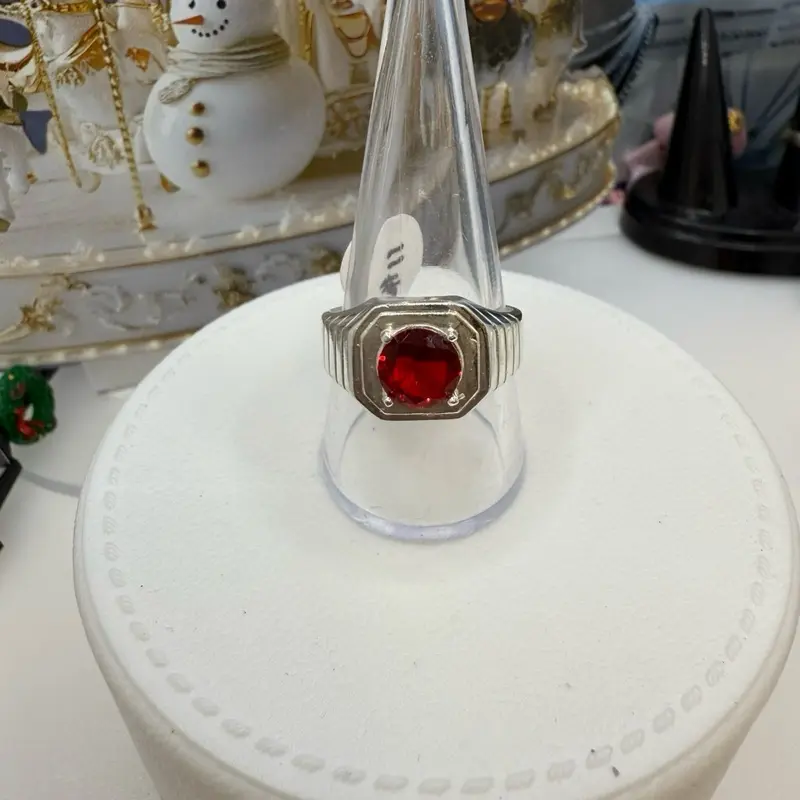 925 sterling silver # 11  men’s ring high quality Mexican silver solid red stone )) anillo de plata Mexicana a Alta calidad solido talla # 11 piedra Roja