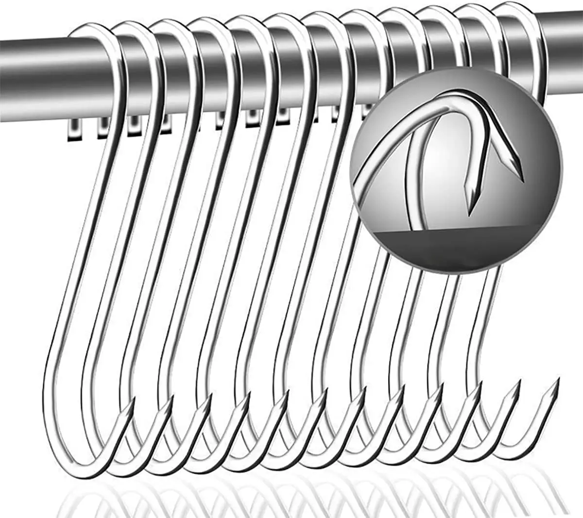 20-Pack 6in 304 Stainless Steel Hangable Butcher Hooks, Heavy-Duty Meat Hanging Tool for Hunting, Drying - Home Improvement Building Supplies Set, Gift
