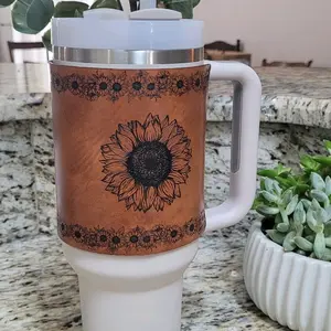 Genuine Leather cup Wrap 30 oz 40 oz Handle Cup Wrap for - Drinkware, Bottle, USA made in america.  cup accessories.