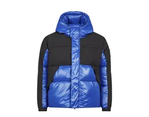 Save The Duck Men's Luma Hooded Puffer Coat - Twilight Blue/Black, Nylon Shell Tops, Bubble Design