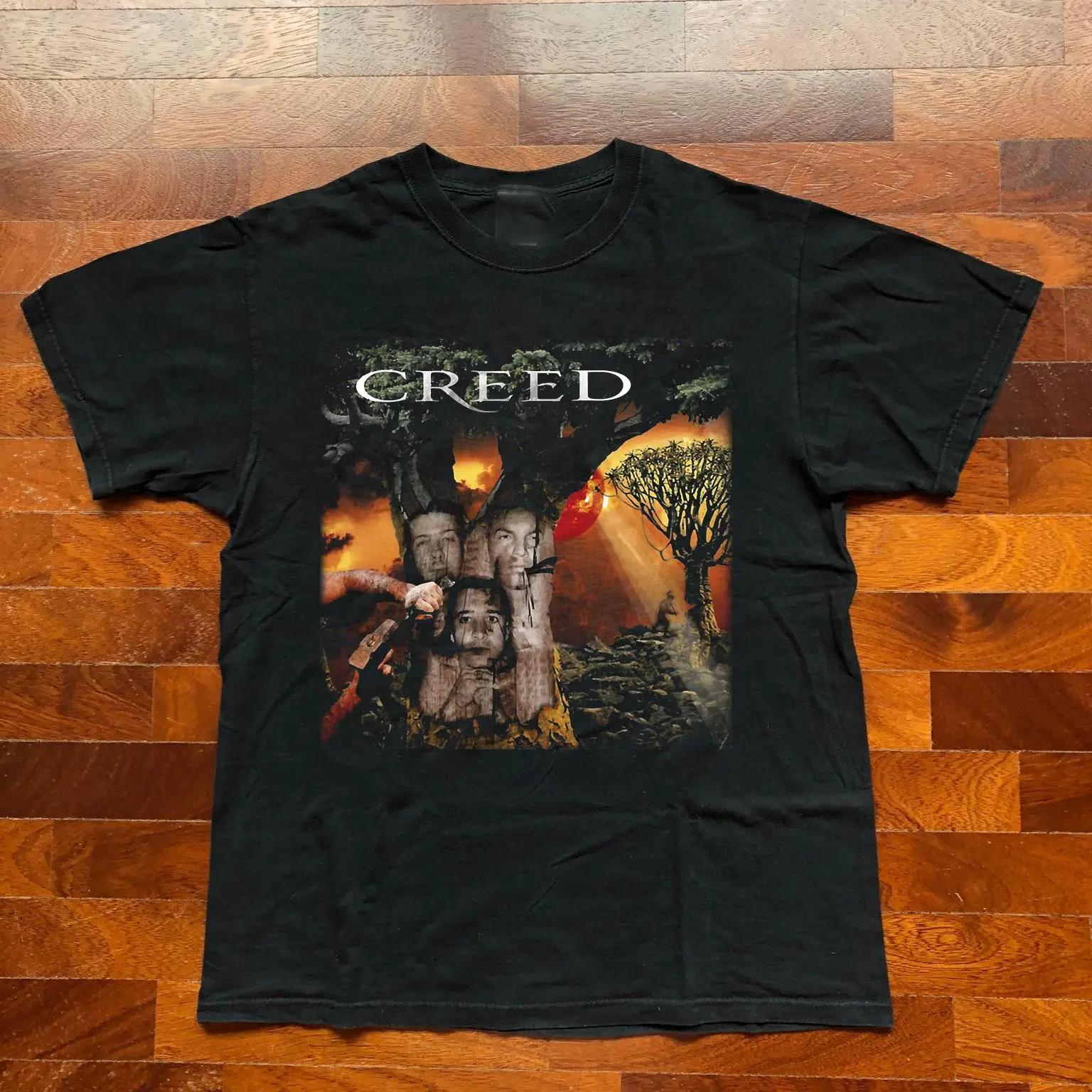 VTG Creed Weathered Short Sleeve Cotton Black All Size Shirt