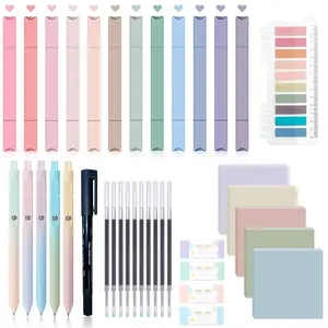 Stationary Set, 1 Set Including Highlighters, Mechanical Pencils, Color Ink Gel Pens, Pencil Case, Bible Study Supplies, Stationary Set for Student