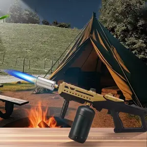 A campfire ignition torch that lights fires effortlessly, adjustable-flame blow torch, ideal for both camping and barbecues. Fire Pit Tabletop Portable High Pressure Propane Gas Stove with Stand
