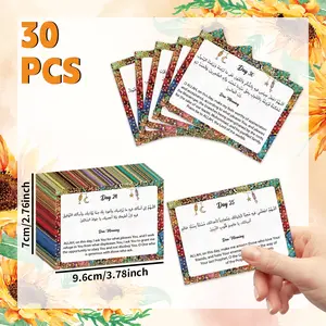 30pcs Ramadan Duas Cards, English & Arabic Edition Daily Dua Cards, Islamic Flash Cards, Bilingual Instruction Cards, Ramadan Prayer Cards, Perfect for Daily Good Deeds Tracking, Muslim Gift, Arabic Dua Cards for Eid al-Fitr