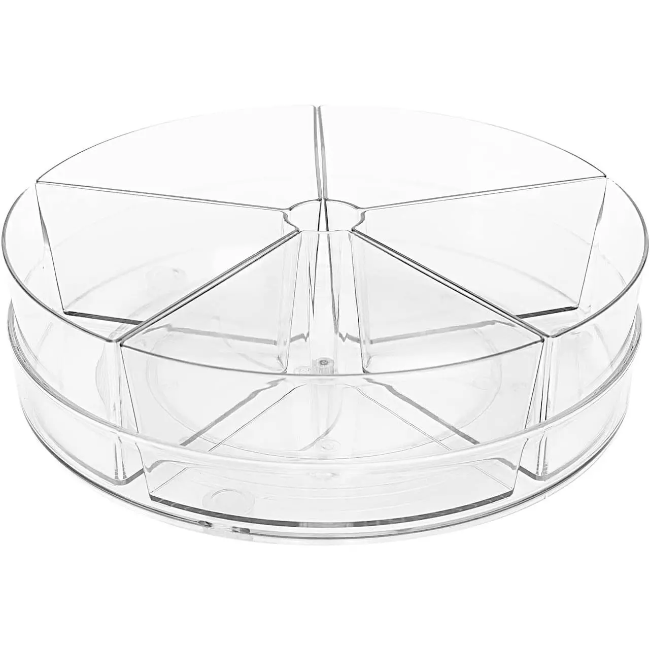 Lazy-Susan Organizer with 5 Removable Bins - 11 Inch Round Plastic Rotating Storage Container for Cabinet Pantry Kitchen Fridge Vanity