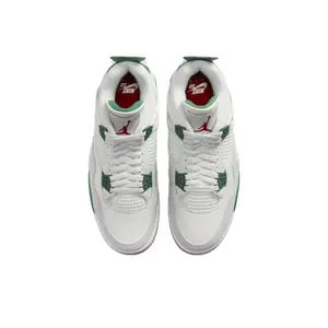 White and Pine Green Mid-Top Sneakers