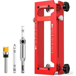 Door Hinge Jig  Alloy Adjustable Mortise Jig - Router Template Kit for 2.5"-5" Hinges, 1/4" 5/8" Radius, Square Corner