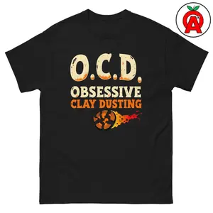 Women's clay shooting sports with a playful twist on OCD Graphic T-Shirt - Short Sleeve Crew Neck Regular Fit Casual Wear | Soft & Breathable Fabric, Durable Print, Everyday Comfort, Machine Washable, humorous and vintage-inspired a graphic t-shirt design