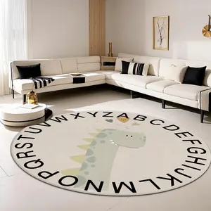 Dinosaur Pattern Round Floor Mat, Creative Alphabet Pattern Floor Carpet, Decorative Rug for Home Living Room Bedroom, Home Decor, Home Decorative Rugs