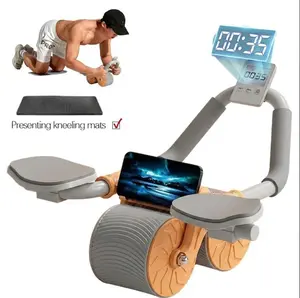2026 Upgraded Automatic Rebound Ab Roller with Elbow Support, Dual Wide Wheel Ab Workout Equipment for Core Strength Training, Silent Ab Wheel for Beginners Men Women Home Gym Fitness