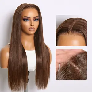 【NEW DROP】Rich Chocolate Brown Silky Straight 180% Density Glueless 13x4 Lace Frontal Wig Pre-Cut Lace