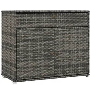 Outsunny Wicker Outdoor Storage Cabinet, Pool Towel Storage Cabinet with Drawer, Freestanding PE Rattan Pool Towel Holder for Indoor, Outdoor Swimming Pool, Spa (Gray)
