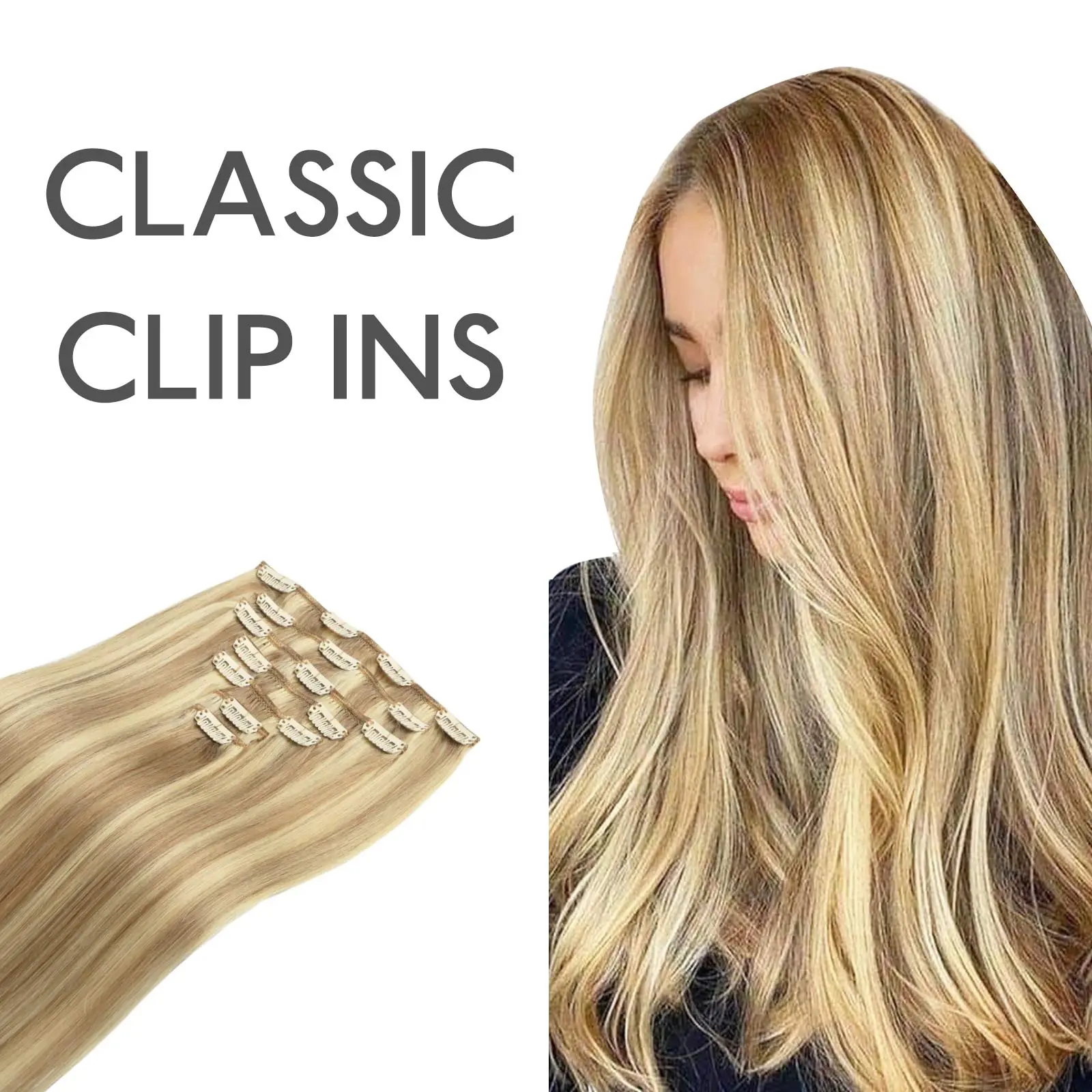 #16/22 Light Blonde Highlighted Golden Blonde