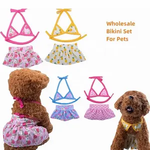 Verano Hotsale mascotas ropa Bikini conjunto traje de baño ropa de playa gato y perro lindo exquisito ropa para mascotas pequeñas