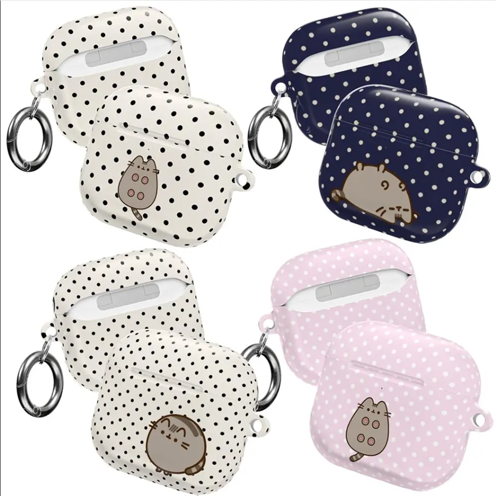 Polka Dot Cat AirPods Case Set, White Black, Navy White, Pink White Dots with Cat Faces & Full-Body Cat Vibes, fashion vibes playful cozy gift play now, AirPods Pro 2 1, AirPods 3 2 1