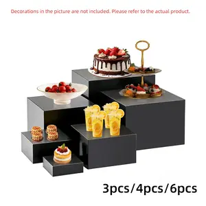 6-Piece Set 3-8 Inch White/Clear Acrylic Cube Display Bases, Display Risers, Buffet Stands, Display Shelf, Display Storage Rack, Home Decor Holders, Ideal for Showcasing Jewelry, Bags and Accessories, Organizing Items for Parties & Birthdays