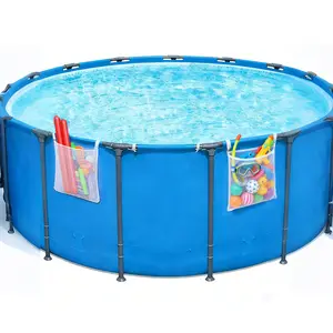 Patented Design! Poolside Mesh Storage Bags with Adjustable Straps, 1-Second Install Above Ground. Pool Hang Organize Bags for Toys, Pool Noodles, Floats, Beach Balls