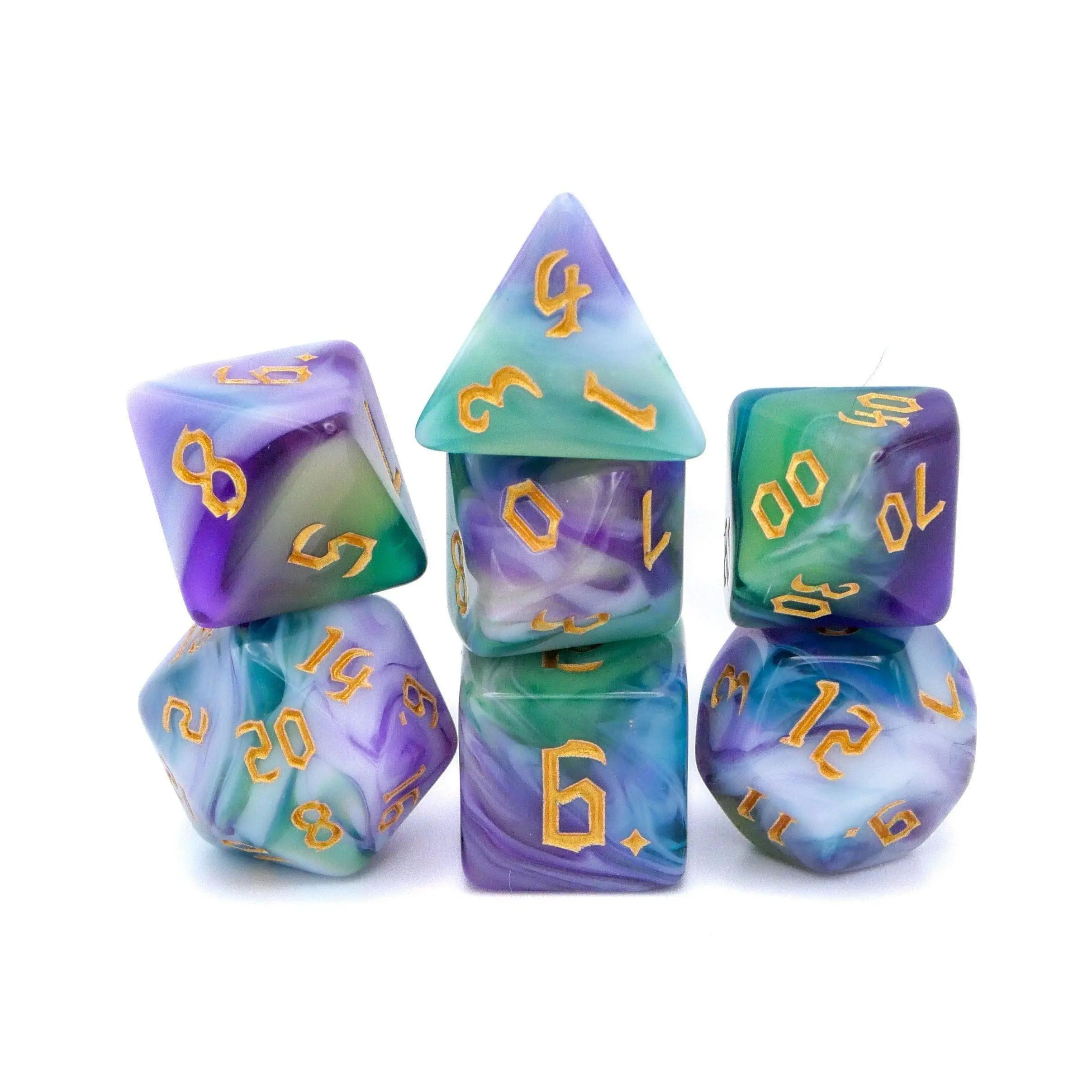 Enchanted Prism Acrylic DnD Dice Set, 7-Piece for RPG Games