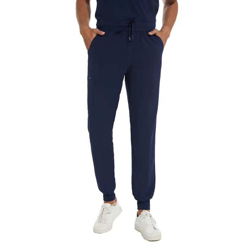 COZYFIT Men's Scrub Pants - Slim Stretchable Jogger Workwear Uniforms, Tapered Sweatpants with 5 Pockets, Yoga Waistband, Anti-Wrinkle Menswear