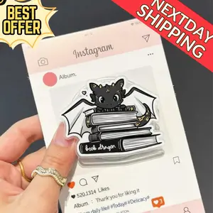 Cute Book Dragon MagSafe Phone Grip – Pop Socket for iPhone Samsung Kindle, Bookish Aesthetic Holder