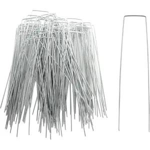 200 Pack 8 Inch Landscape Staples, Heavy Duty 11 Gauge Galvanized Steel Garden Stakes Staples Securing Pegs U-Shaped Pins for Securing Irrigation Tubing Fabric Weed Barrier Ground Sheets