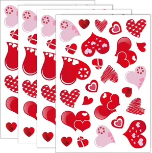 4 Sheets 100Pcs Hearts-Shape Valentine's Day Window Clings for Valentine's Decoration Wedding Party Birthday Party Supplies
