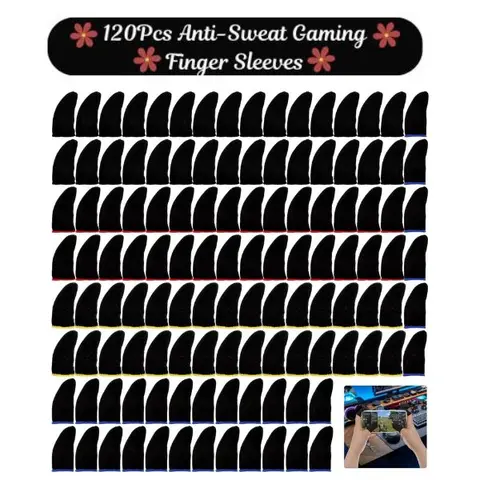 120 Pcs Anti-Sweat Gaming Finger Sleeves – Breathable Thumb Gloves for Mobile and Tablet Touchscreen Gaming, 4 Colorful Designs Gaming Peripherals Covers