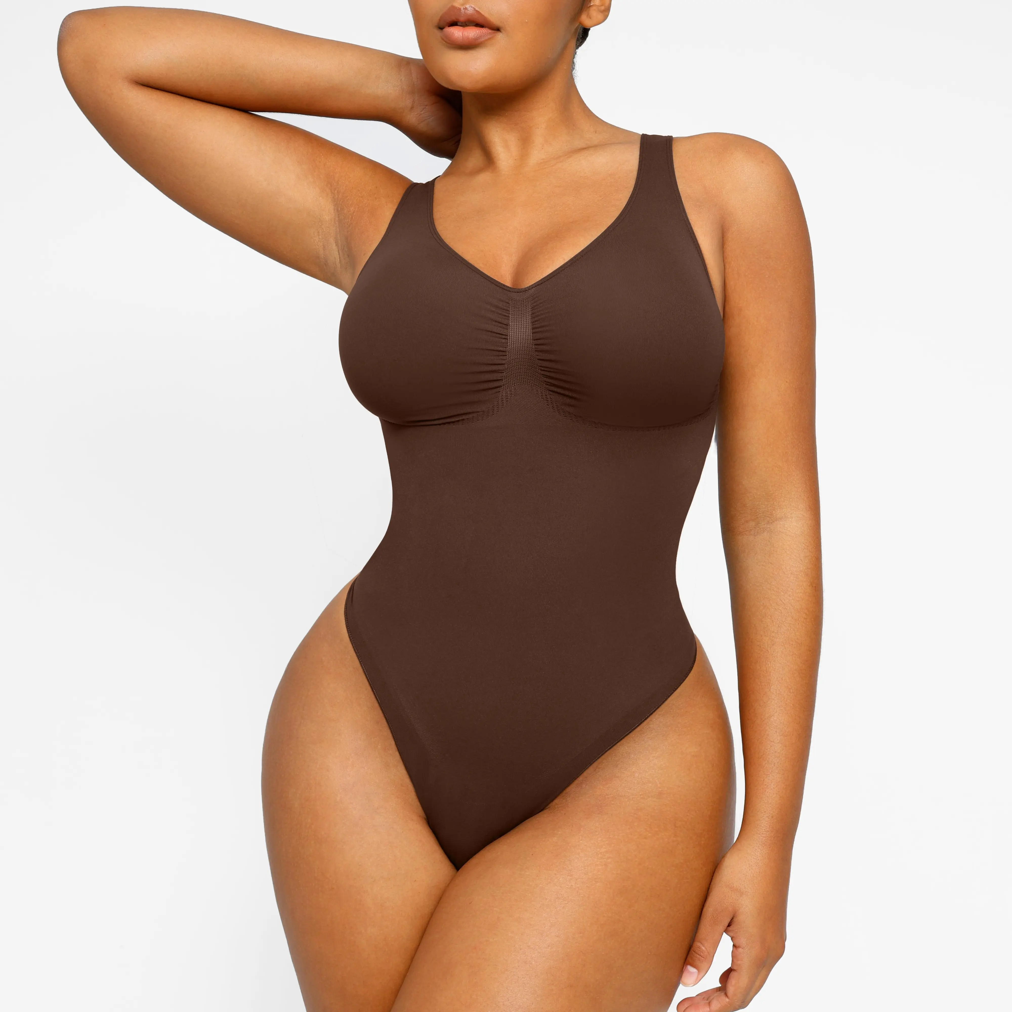 Shapellx Seamless V-Neck High-Cut Leg Design Thong Bodysuit Comfort Smooth Womenswear Tops Sales