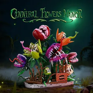 1266PCS Cannibal Flower Manor Building Blocks Desktop Ornaments Home Decoration Creative Carnivorous Plant Bricks Model Toys Sets Gifts For Boys Girls Adult DIY Building Model