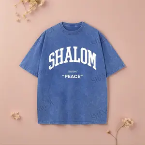 100% Women'S SHALOM Printed Oversized Drop Shoulder T-Shirts for Women - Vintage Streetwear Basic Tee with a Baggy Relaxed Fit, Unisex Y2K Tops