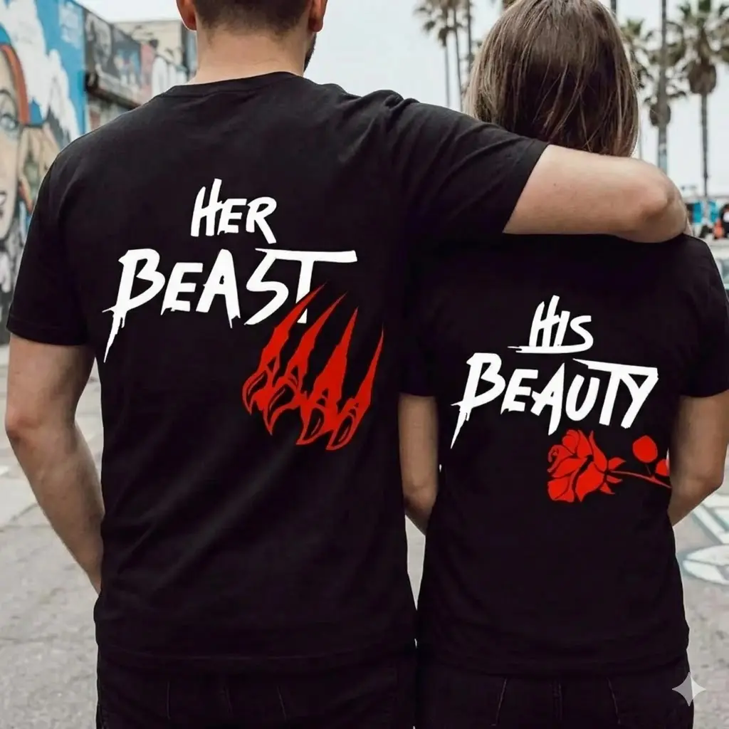 Couples Matching Tees |   Soft & Cozy Feel |   His Beauty Her Beast Graphic