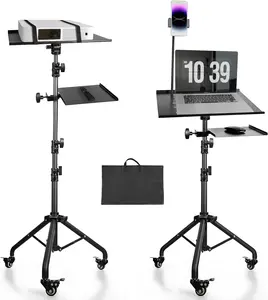 Portable Laptop & Projector Stand with Phone Holder and  Tray Adjustable Height Tripod Stand for Laptop, Projector, DJ, Sheet MusicBlack