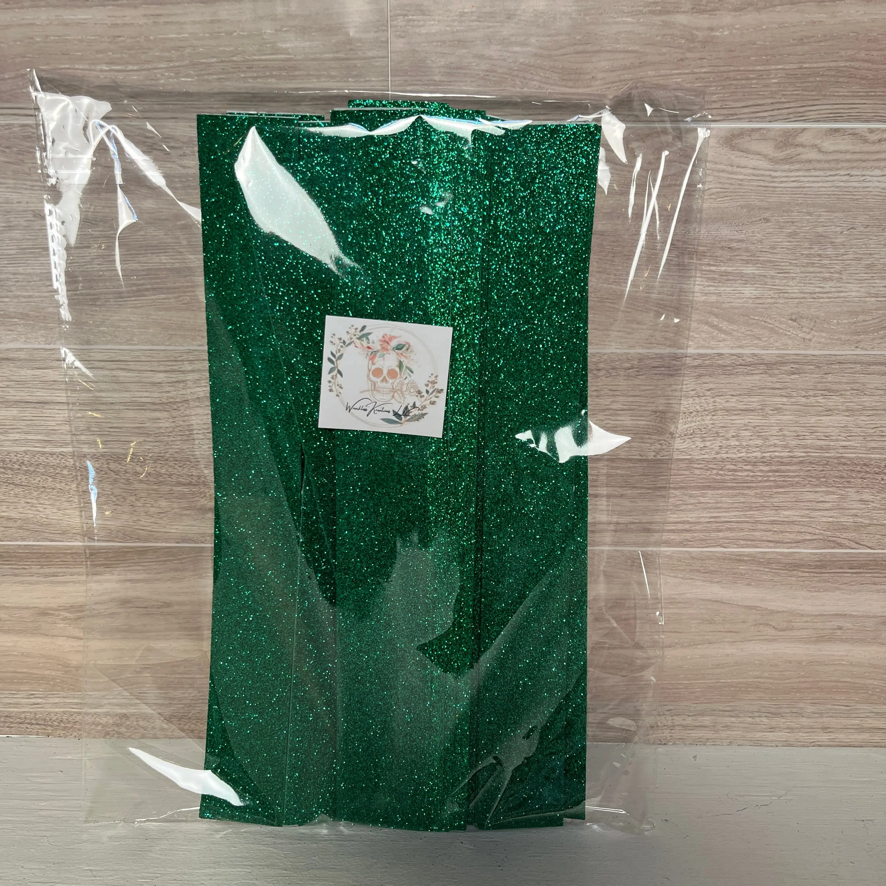 Pre-Cut Self Adhesive Glitter Foam Strips (25) Emerald Green