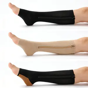 3 Pairs Zipper Compression Socks for Women Men 20-30 mmHg Support Hose Stockings Calf Knee High Running Walking