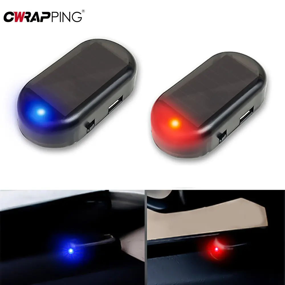 Car Security Light Solar Powered Simulated Dummy Alarm Wireless Warning Anti-Theft Caution Flashing LED Lamp for Car Accessories