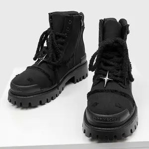 Trendy Thick-Sole Work Boots - Perfect for Men's Casual & Street Style Men's Boots Work Boots Men's Fashion Footwear Casual Boots British Style Outdoor Trendy Big Toe Workwear High-Top Thick-Soled Casual Boots Men's Motorcycle Boots 78999-K