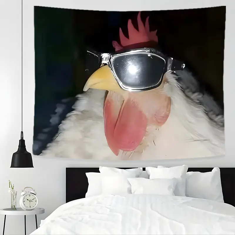 Funny Animal Design Wall Tapestry, Viral Cool Rooster With Sunglasses Meme Wall Hanging Home Decoration,Various sizes Soft Durable Material,Easy to Clean,Suitable for Bedroom Living Room Dormitory Outdoor Party Family Indoor Decor,Gift for friend
